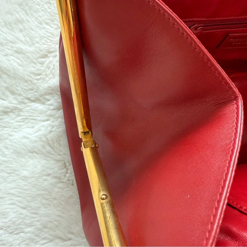 Roberta di Camerino Leather Velvet Trimmed Handle Bag